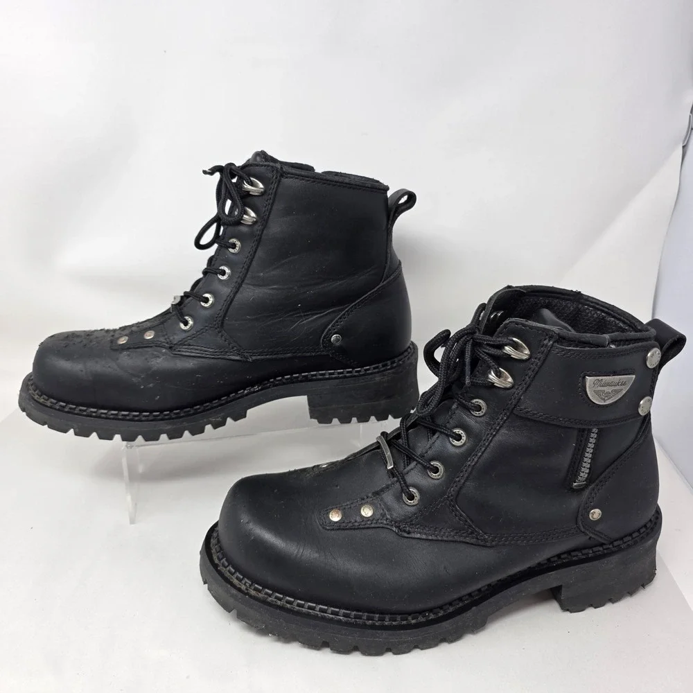 Milwaukee Motorcycle Boots Mens 11.5 MB445 Freedom Flex Black Leather Fair